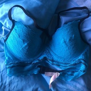 PINK blue lace bralette